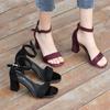 Fashion Women 2025 Summer Fashion Sandals Medium High Heel Block Heel Sandals Outdoor Fashion Sandals Women Heels Black Red Sandalias