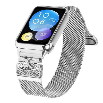 Для Xiaomi Redmi Watch 4 Ремешок для часов Декор 'Бабочка' Миланский металлический браслет,Серебристый