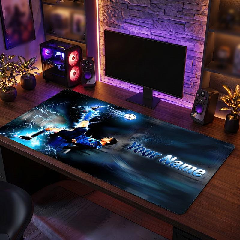 Cristiano Ronaldo Custom Large Mouse Pad, Personalized Name Text Print, Football Logo Non‑Slip Desk Mat Gaming Gift