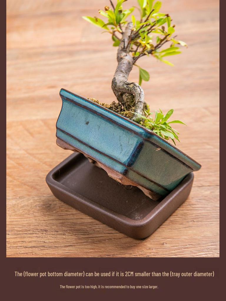 Керамический поддон для цветочного горшка из фиолетовой глины - Прямоугольное/Круглое основание для сбора воды, для бонсай