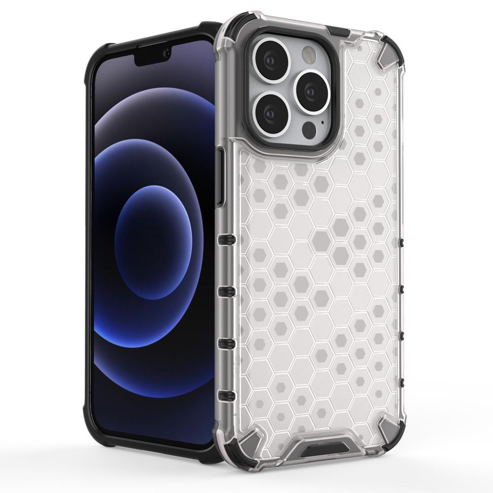 Rugged Honeycomb Case with Gel Frame for iPhone 13 Pro - Black