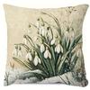 Snowdrop Pillow Cover Vintage Botanical Print Cushion Case Rustic Farmhouse Spring Decor Gift