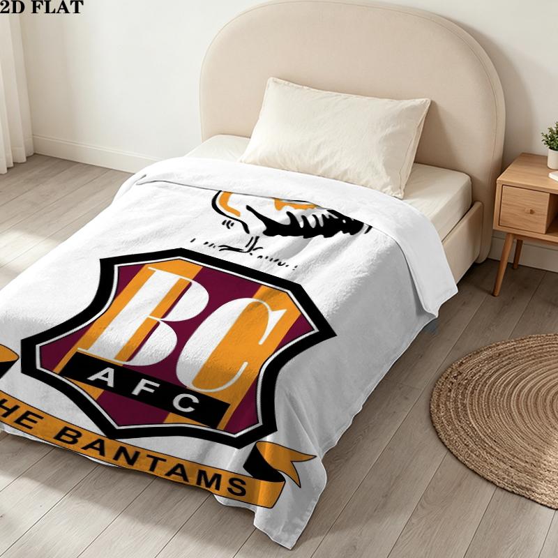 Bradford City Afc Print Flannel Blanket, High quality Comfortable for All Seasons, Home Decor, Warmth and Comfort, Perfect for Christmas Gifts