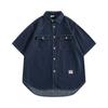 Японский ретро модный бренд летняя свободная джинсовая рубашка с короткими рукавами художественная молодежная рабочая рубашка мужская и женская многослойная куртка