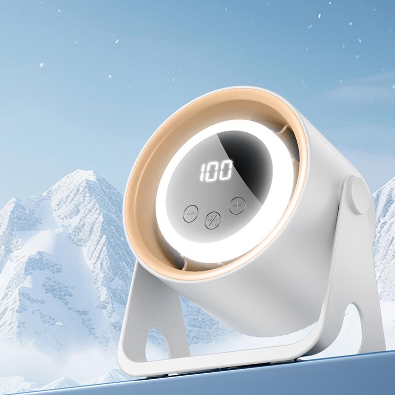 USB Rechargeable Mini Cooling Fan With Digital Screen Portable Wall Mount Desk Fan Quiet Personal Air Cooler For Office Bedroom