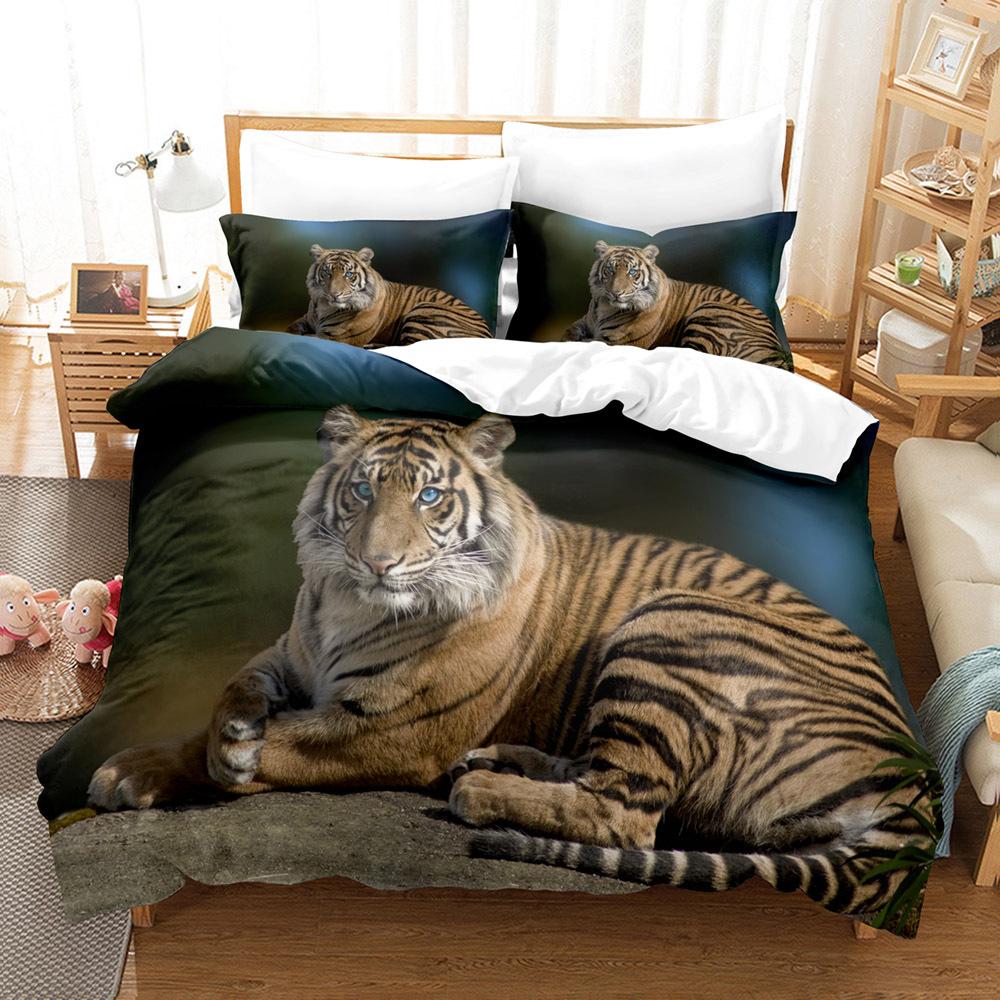 3D комплект постельного белья свирепый зверь с принтом тигра, пододеяльник, наволочка, 2/3 шт., AU180 * 210, полный размер, мягкий домашний текстиль на молнии