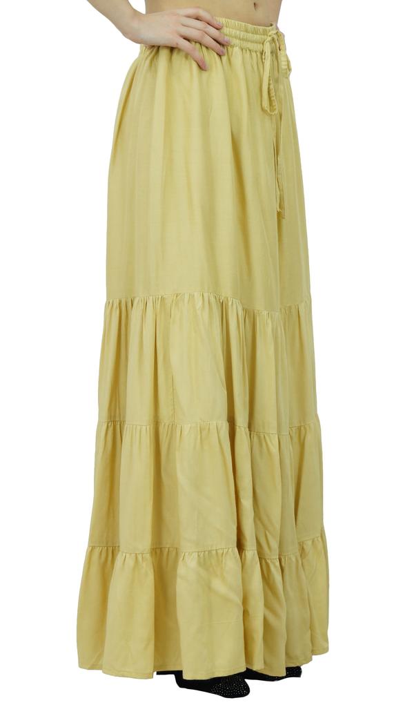 Bimba Длинная расклешенная юбка макси-ярус в стиле бохо с эластичной резинкой на талии из вискозы в стиле бохо