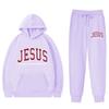 Men Women Casual Hooded Sweatshirt Set With Letter Print Long Sleeve Top Pants Sportwear
