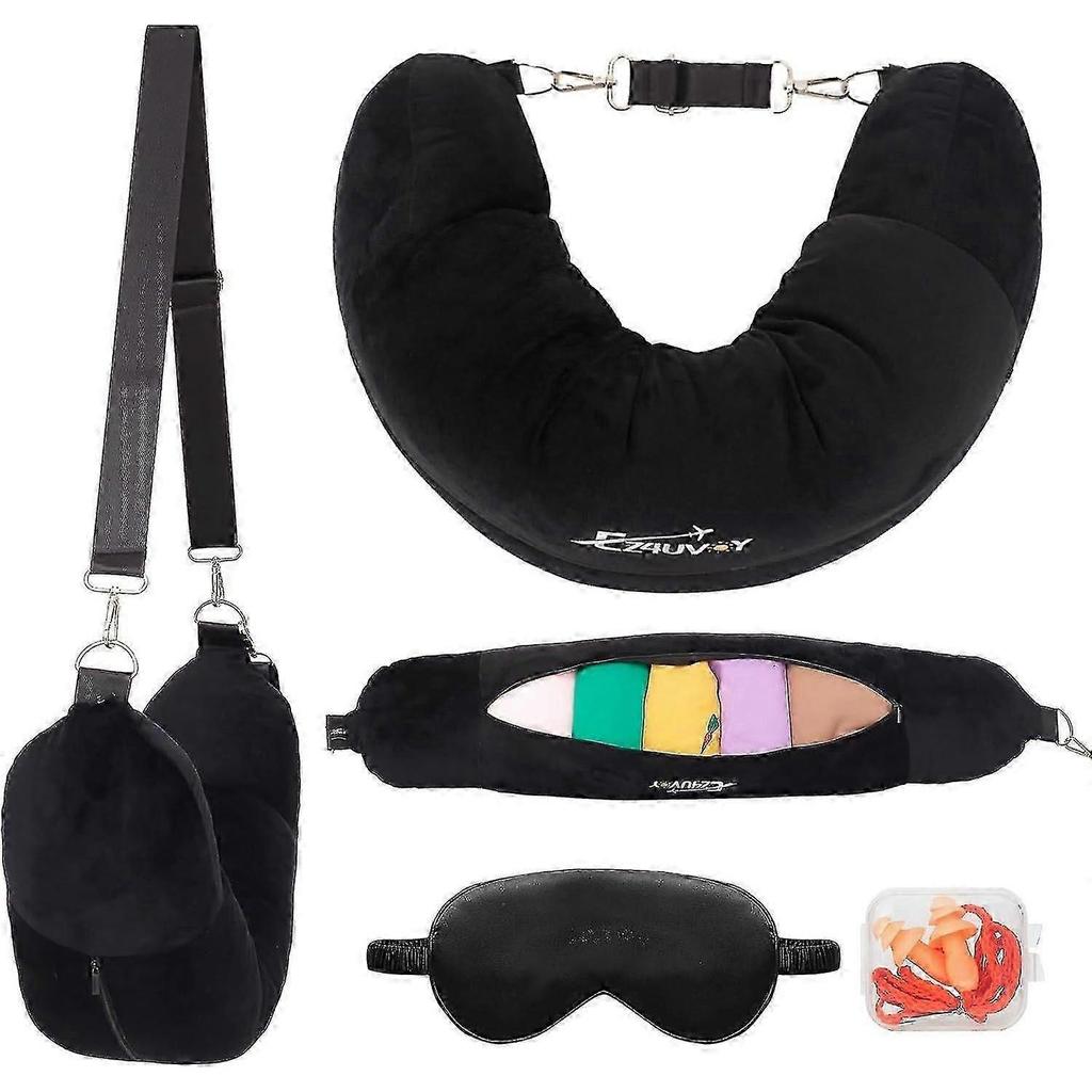 SQCLV Travel Neck Pillow Stuffable with Clothes, Stuffable Neck Pillow for Travel, Zipplicity Packable Neck Pillow, Fillable Travel Pillow Storage Bag