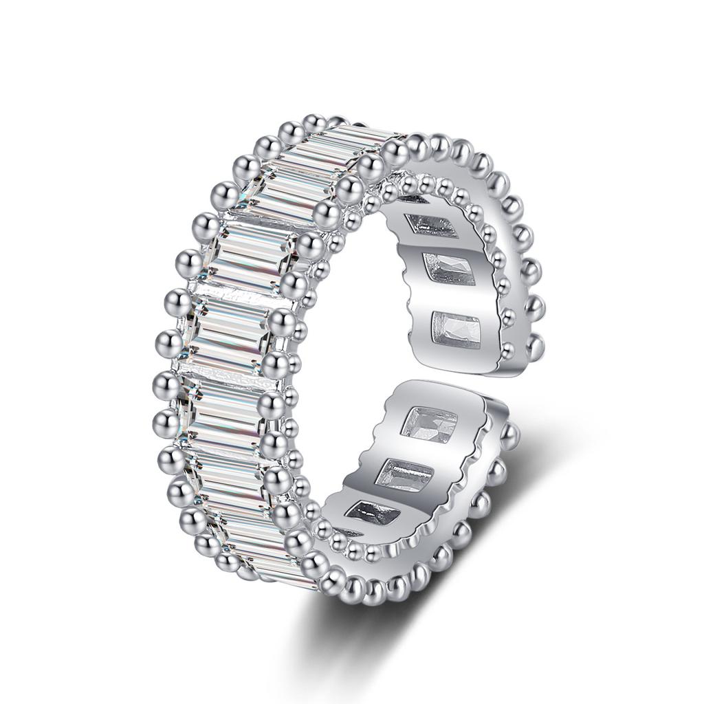 Кольцо из серебра 925 пробы Сердце AAA Циркон Открытое регулируемое Помолвочное Для женщин Свадебные Модные украшения Подарки для вечеринок