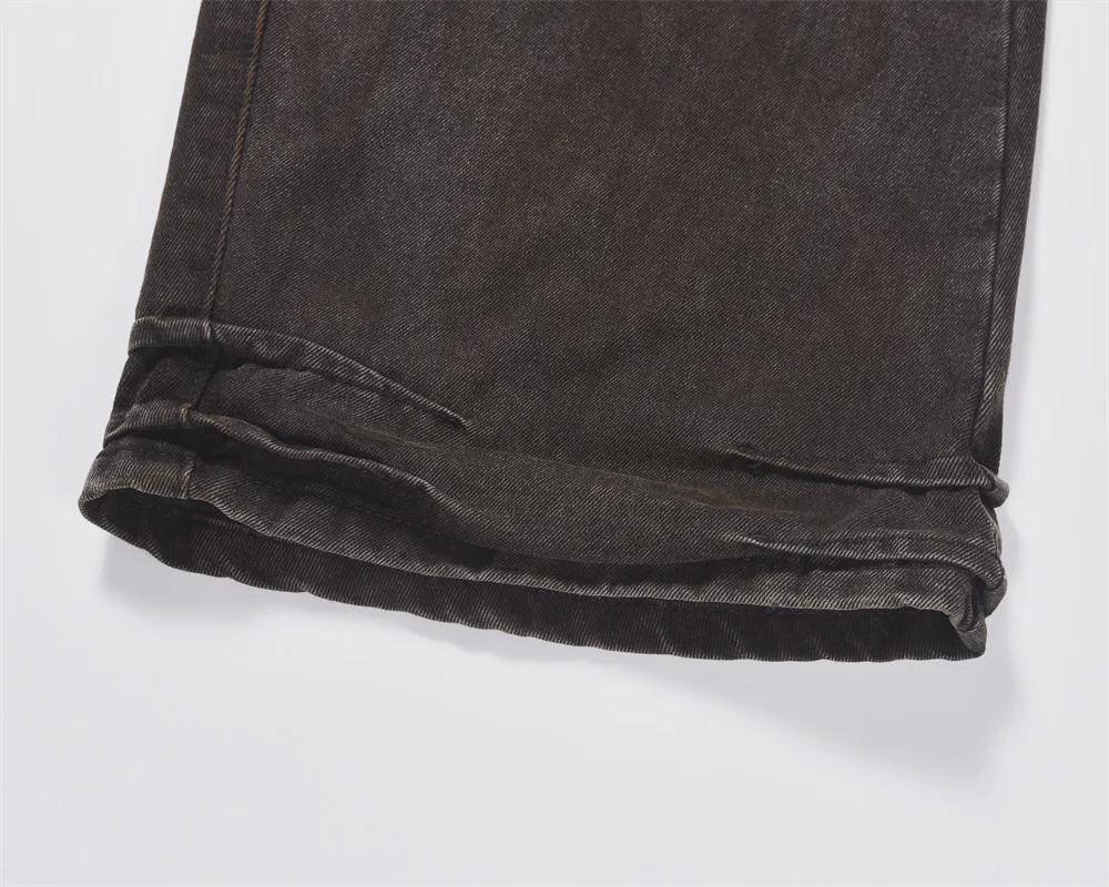 Men's Street Style Wasteland Distressed Jeans - Trendy Pleated Loose Wide-Leg Trousers.