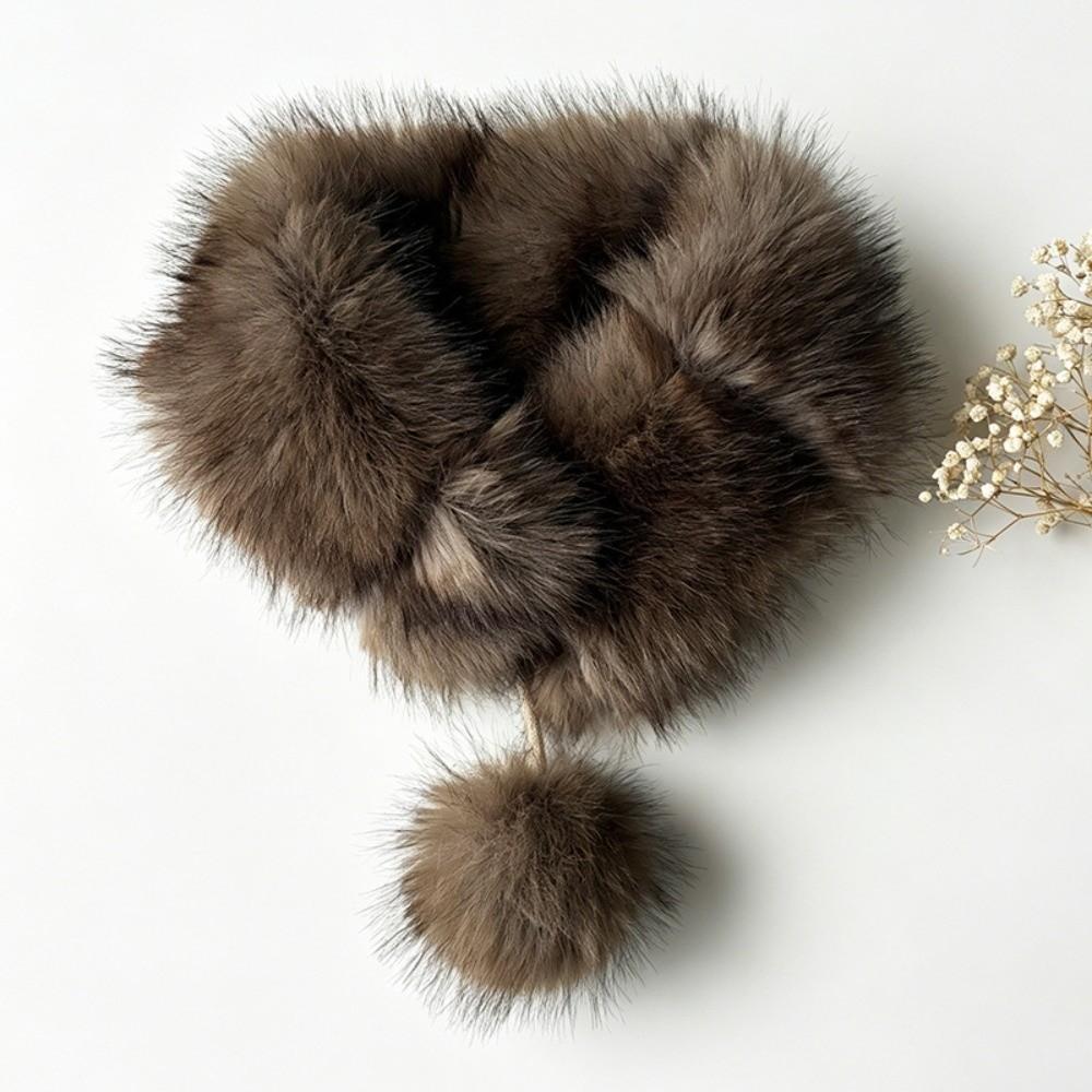 Double Sided Magnetic Fur Scarf Thick Plush Neck Warmer Fluffy Collar Wrap  Office Ladies