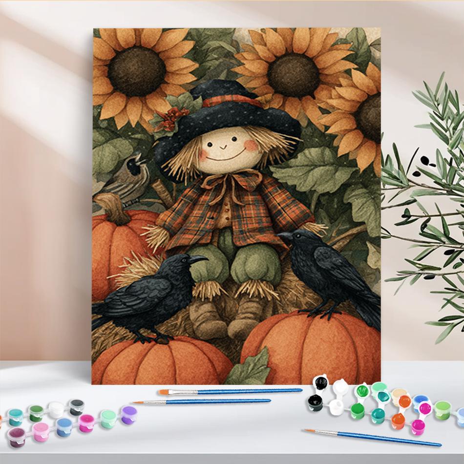 1pc Picture With Numbers Pumpkin Scarecrow Halloween Gift For Living Room Acrylic Paint Paintings By Number Kits 40x50cm/16x20inch Without Frame