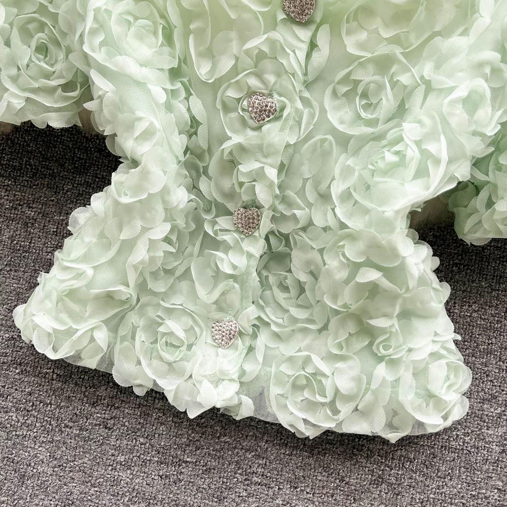 RUGOD Короткая темпераментная рубашка Niche Design Sense Mesh Flower, женская новая летняя тонкая однобортная универсальная рубашка