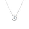 Moon Motif Moon Eternal Silver Necklace Aquamarine Cubic Zirconia 111744121817 Birthday Anniversary Christmas Gift Present Women Jewelry Case Included