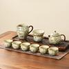 Ru kiln teapot teacup tea set tea brewer household ceramic teapot Meilan bamboo chrysanthemum series complete tea set