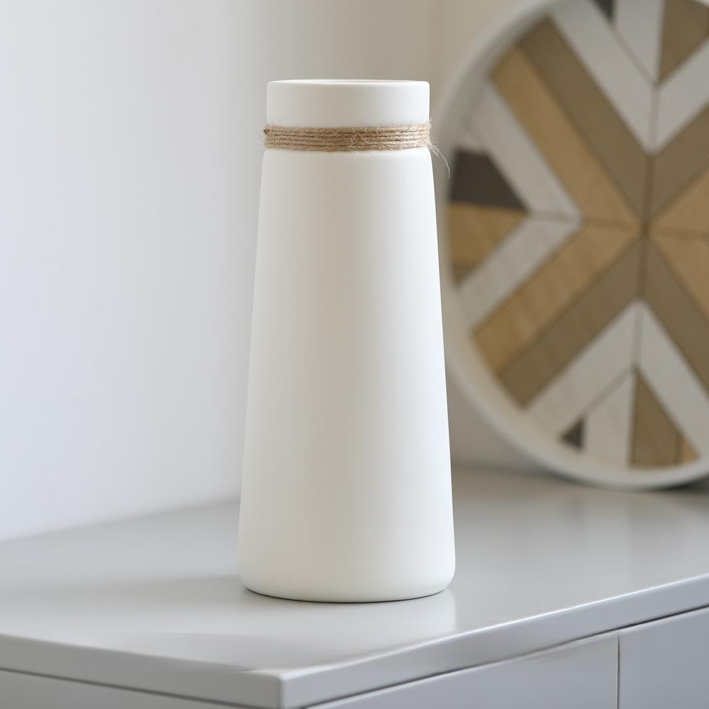 Белая керамическая цилиндрическая ваза, декоративная ваза в стиле скандинавского модерна в стиле бохо, керамические эстетические вазы для домашнего декора, вазы для цветов Lego, пампасная трава