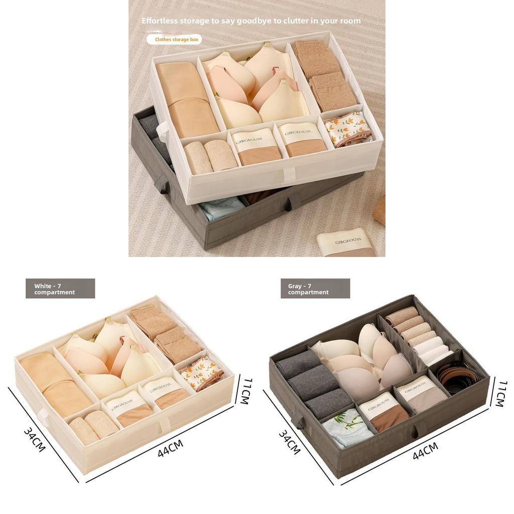 Foldable Polyester Clothing Storage Container With Compartments For Closet Organization