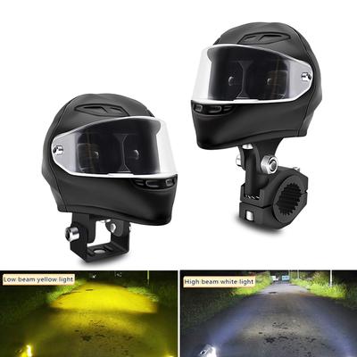 Мотоциклетные светодиодные прожекторы двухцветные с дальним и ближним светом, габаритный огонь, мотоскутер, фары для вождения, противотуманные фары для внедорожника, грузовика, внедорожника, квадроцикла, UTV, линзовые фары