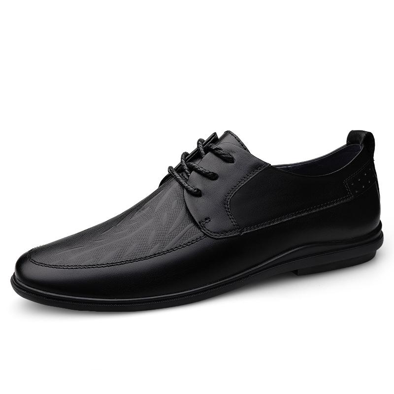 FashionHigh End Brand Men's Genuine Leather Shoes Office Business Casual Shoes Soft Soled Comfortable Work Shoes for Men's Lace Up
