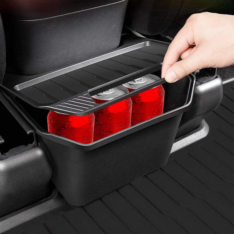 Ящик для хранения в задней центральной консоли для Tesla Model Y 2024 2024, органайзер из термопластичного эластомера с крышкой, мусорное ведро под сиденьем, автомобильный органайзер