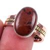 Natural Mahogany Obsidian Gemstone 925 Sterling Silver Two Tone Ring S.10 P1z38