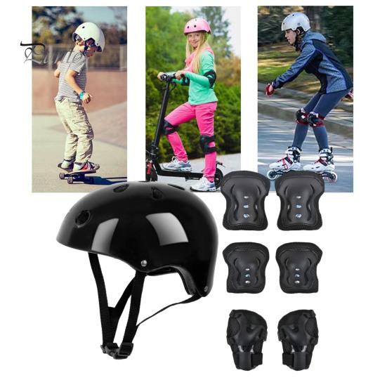 7 шт./компл. детский комплект защитного снаряжения для катания на роликовых коньках, скейтборде, велосипеде, самокате, регулируемый шлем, наколенник, налокотник, защита запястья