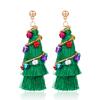 Зеленые серьги-пусеты в виде рождественской елки для женщин, модный и изысканный подарок в виде длинных серег.