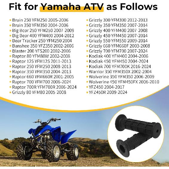 M MATI Handlebar Grips For Yamaha Raptor Grizzly Kodiak Bruin Big Bear 80 125 200 250 350 400 450 550 660 700 YFM250 YFM350 YFM400 YFM700 YFZ450