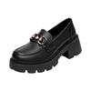 2024 New Women's Shoes Soft Leather Versatile Student Small Leather Shoes Platform Heightening Loafers British Style One-pedal Single Shoes