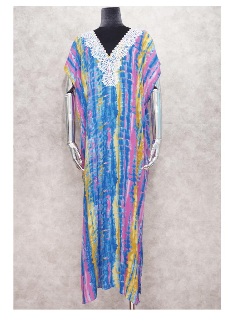 EDOLYNSA Beach Cover Up Tunics For Beach Print Chiffon Long Kaftan Bikini Cover Up Robe De Plage Sarong Beach Wrap Swimsuit CoverupQ1124