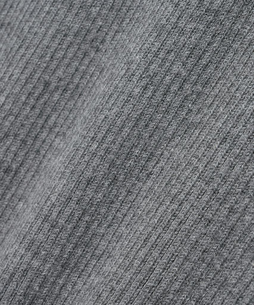 NOIRER Cotton Ribbed Henley Neck Knit (Gray)