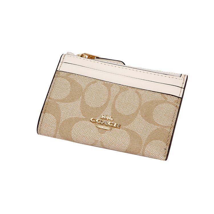 Coach Мини-клатч-кошелек Skinny 11 с монограммой из покрытого канваса и кожи для женщин Белый Хаки 88208-IMDQC