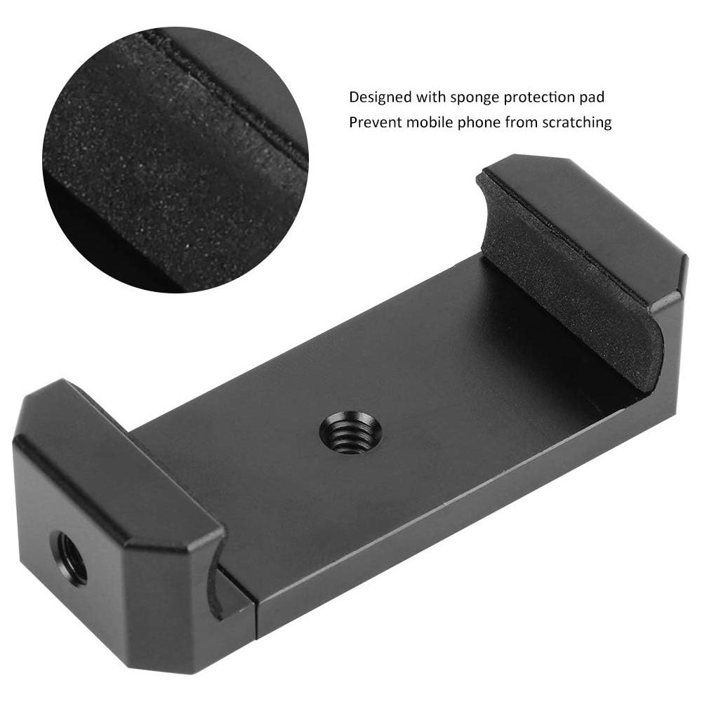 Aluminum Alloy Mobile Phone Clip Holder Extendable Cell Phone Clamp Bracket Stand For Smartphone with 1/4 Inch Screw Hole