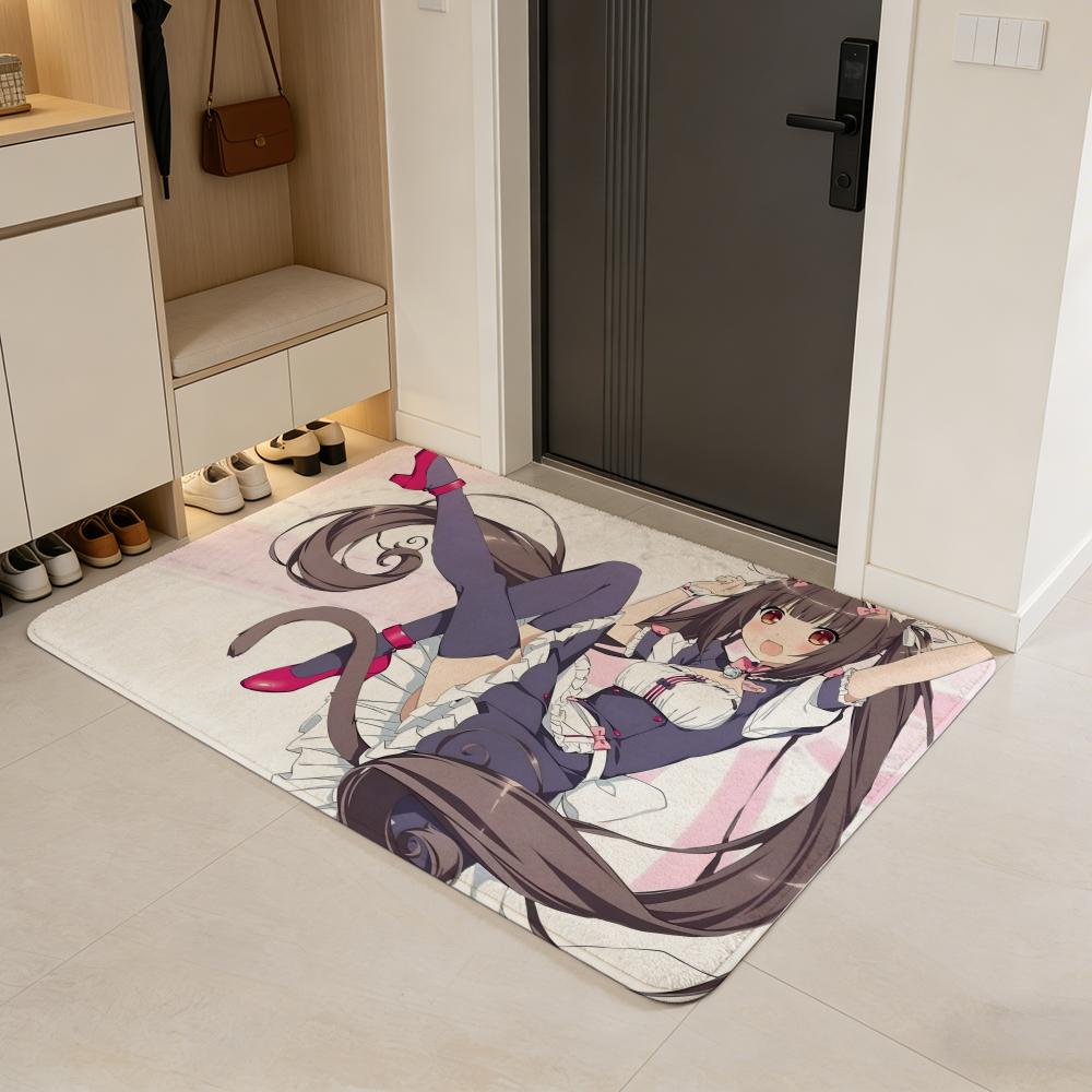 game N-Nekopara Floor Mat Flannel Door Mat Non-Slip Absorbent Washable Indoor Home Rug