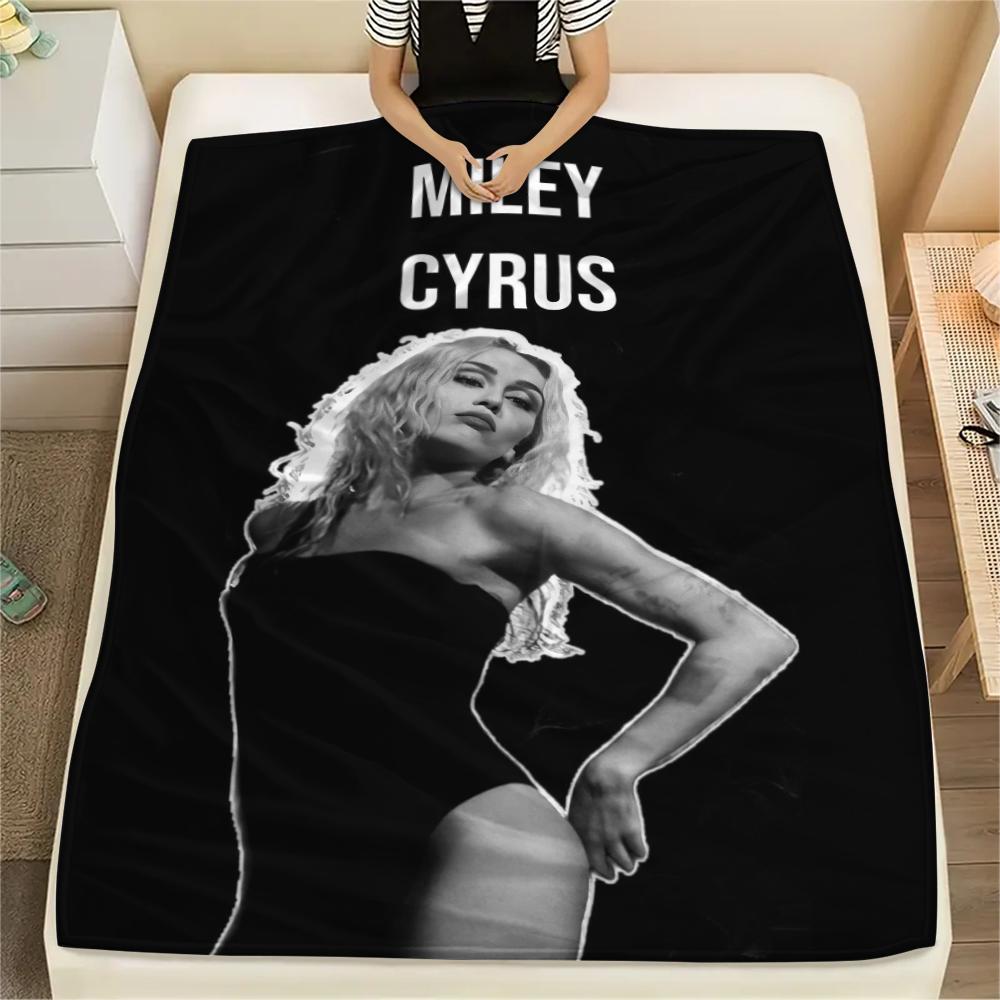 1PC miley cyrus Print Flannel Blanket, High quality Comfortable for All Seasons, Home Decor, Warmth and Comfort, Perfect for Christmas Gifts