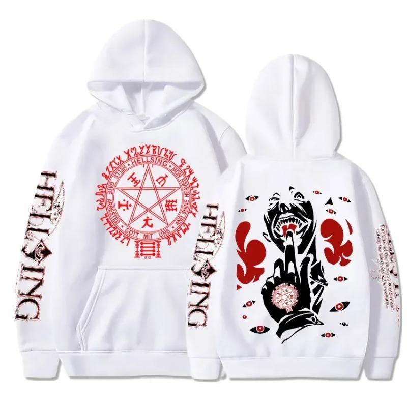 Anime Hellsing Hoodies Men Streetwear Fashion Manga Print Pullover Harajuku Unisex Oversized Long Sleeve Sweatshirts