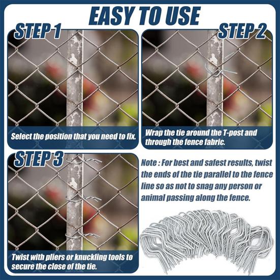 100 шт. оцинкованных зажимов для проволоки для забора, простая установка, надежные металлические зажимы для столбов забора для любителей делать все своими руками