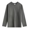 300g Dark Iron Gray Retro Gray Long Sleeve Pure Cotton T-shirt Round Neck Thick Simple Casual Style Soft