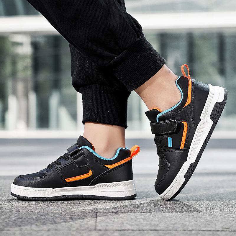 Детская мода Тренд Липучка Толстая подошва Повседневная обувь для скейтборда Уличная повседневная спортивная обувь Белая обувь