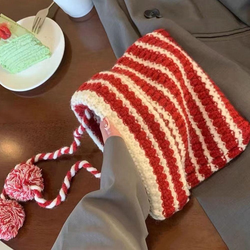 Шерстяная вязаная полосатая шапка-бини с милыми кошачьими ушками, остроконечная шапка-пуловер, вязаные шерстяные шапки, женская