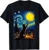 Black Cat Starry Night Van Gogh Cat, Cat Mom, Cat Dad T-Shirt Unisex T-Shirt
