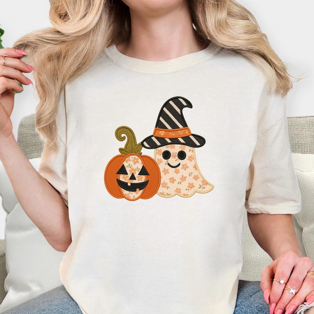 Floral Pumpkin Shirt and kids tshirt,Comfort Colors Halloween Floral Ghost Outfit