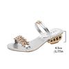 Shiny Crystal Slippers Women Luxury Rhinestone Med Heels Sandals Woman Bohemian Gold Strange Heel Flip Flops Summer Shoes