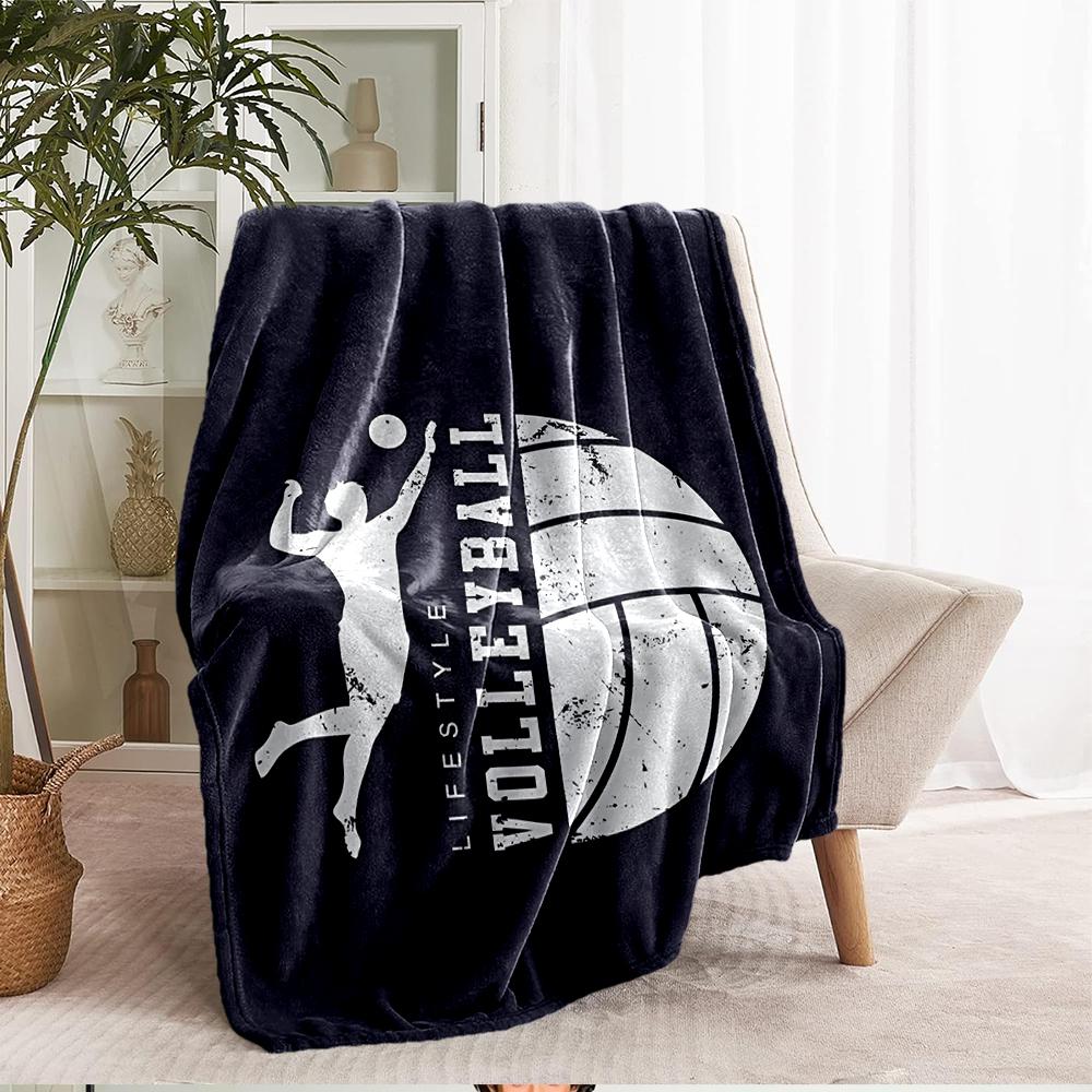volleyball Theme Printed Blanket - Perfect for Couch, Bed, Travel & Outdoor Use | Machine Washable, Cozy & Durable.