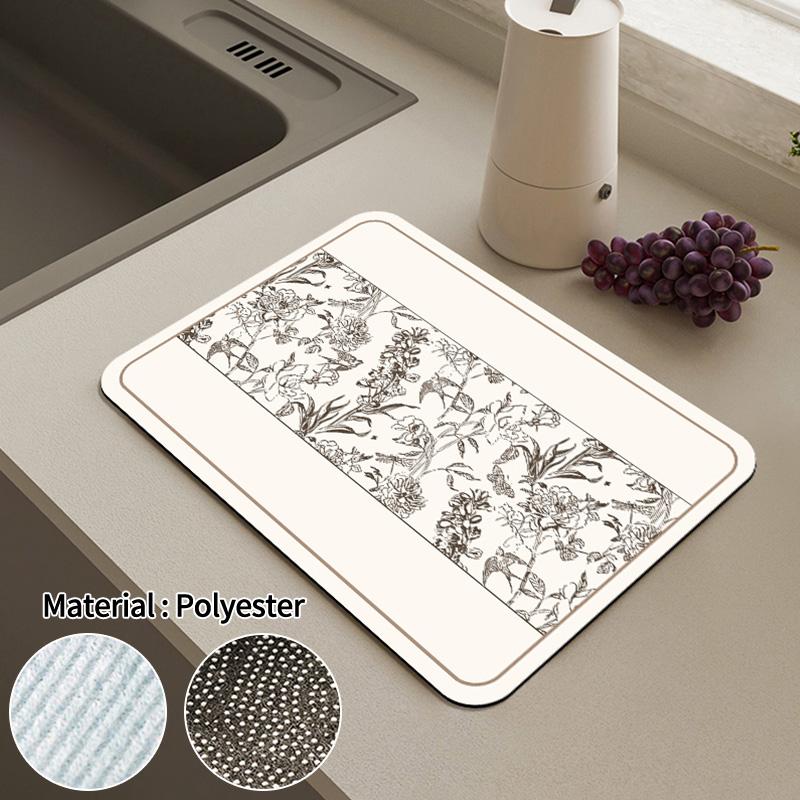 Кухонная утварь Дренажный коврик Суперабсорбирующие миски Коврик для сушки посуды Нескользящий быстросохнущий дренажный коврик для ванной Кухонные принадлежности
