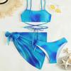 Trendy 3 Piece Tie Dye Print Bikini Swimsuit Beach Cover Up Swim Set for Women