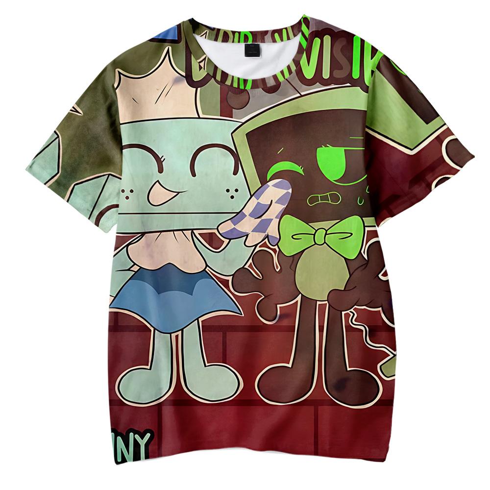 Аниме-футболка Dandy's World с коротким рукавом, повседневная, новая, женская, мужская, костюм для косплея, модная, красочная с принтом, удобная футболка