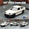1/37 TOYOTA Trueno AE86 Initial D Классическая игрушечная машинка для детей CCA Литая металлическая миниатюрная модель Коллекция с откидным механизмом Подарочный подарок для мальчика