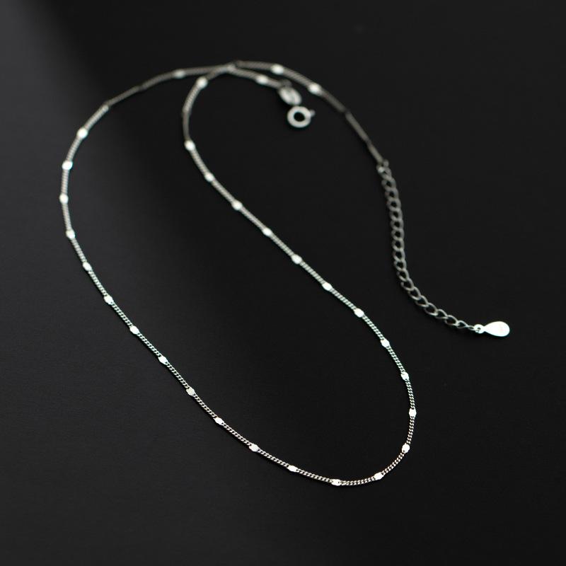 WANTME 925 Серебро Простая Модная Боковая Квадратная Цепочка Шарм Ожерелье для Женщин Элегантные Шикарные Ювелирные Аксессуары